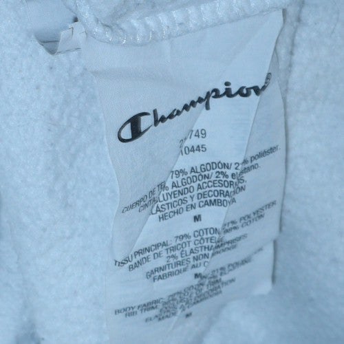 Champion Men’s White Hoodie Medium Pullover Logo Fleece Sweatshirt