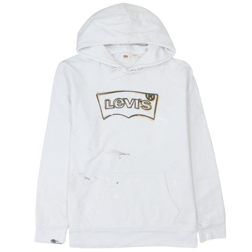 Levi's Men's White Pullover Hoodie L Graphic Logo Cotton