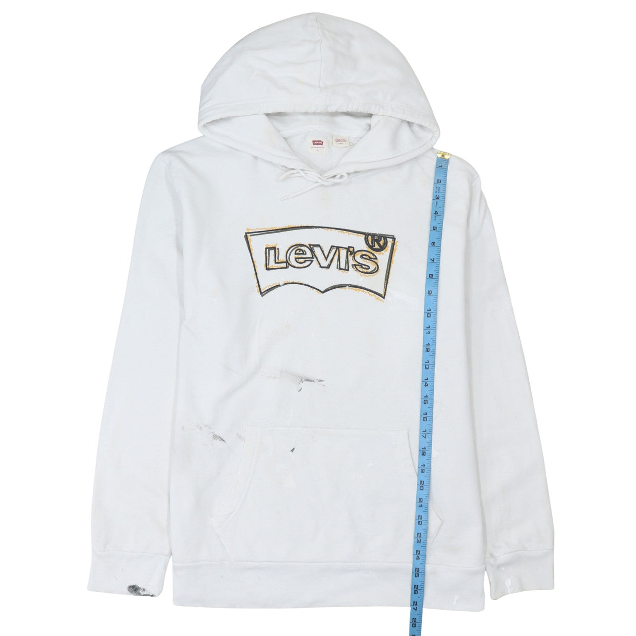 Levi's Men's White Pullover Hoodie L Graphic Logo Cotton