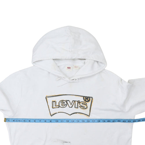 Levi's Men's White Pullover Hoodie L Graphic Logo Cotton