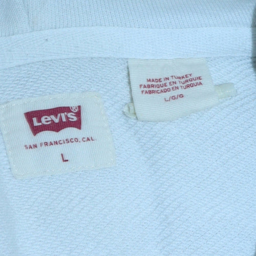 Levi's Men's White Pullover Hoodie L Graphic Logo Cotton