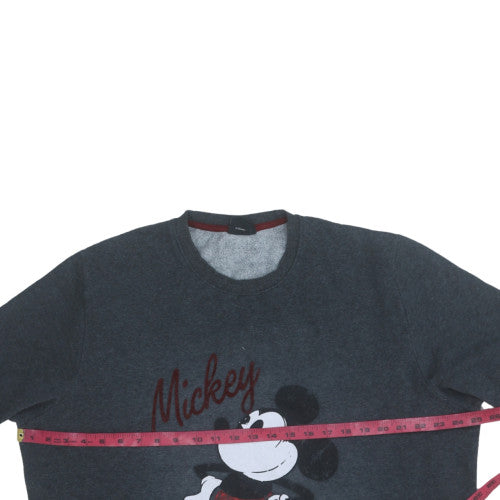 Disney Womens Charcoal Mickey Mouse Sweatshirt XXL Pullover Cotton Blend