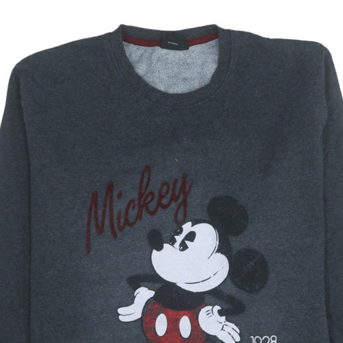 Disney Womens Charcoal Mickey Mouse Sweatshirt XXL Pullover Cotton Blend
