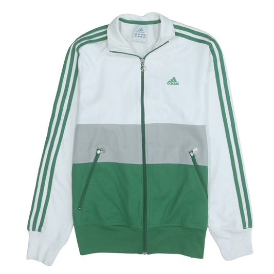 Adidas Men's Green White Track Jacket Size M Full Zip Athletic