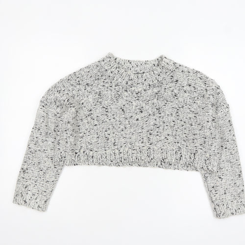 Missguided Womens Grey Chunky Knit Cropped Jumper Size 8