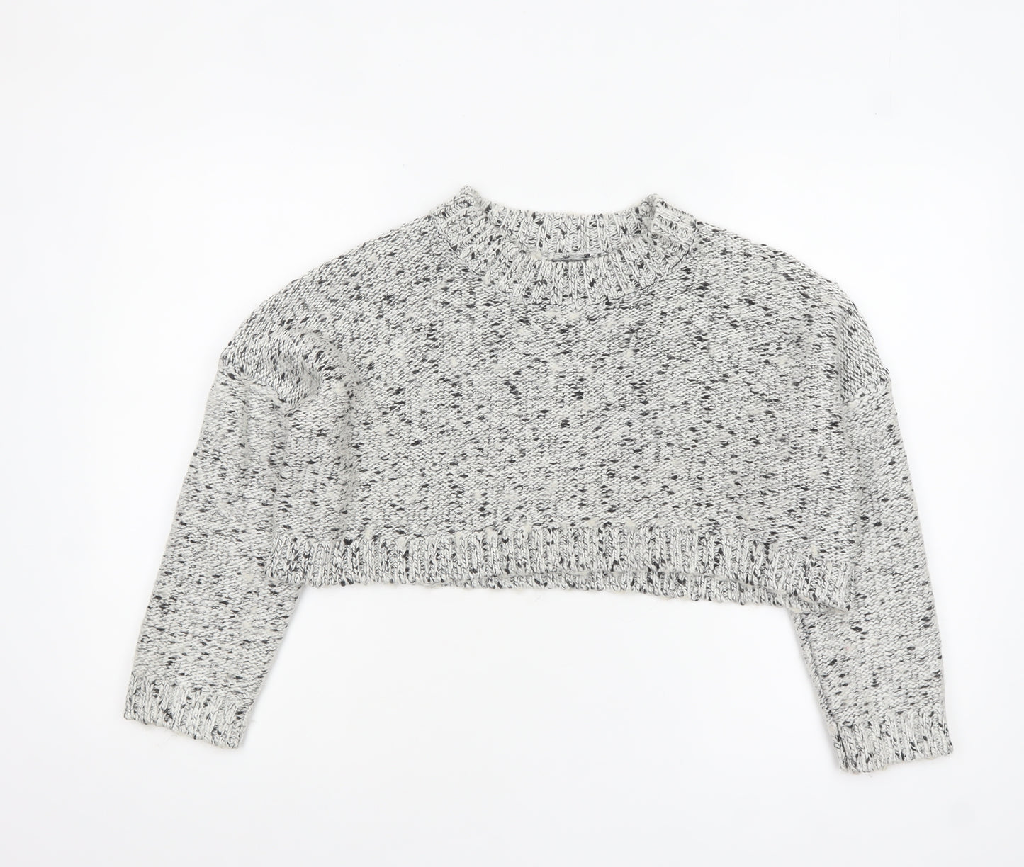 Missguided Womens Grey Chunky Knit Cropped Jumper Size 8