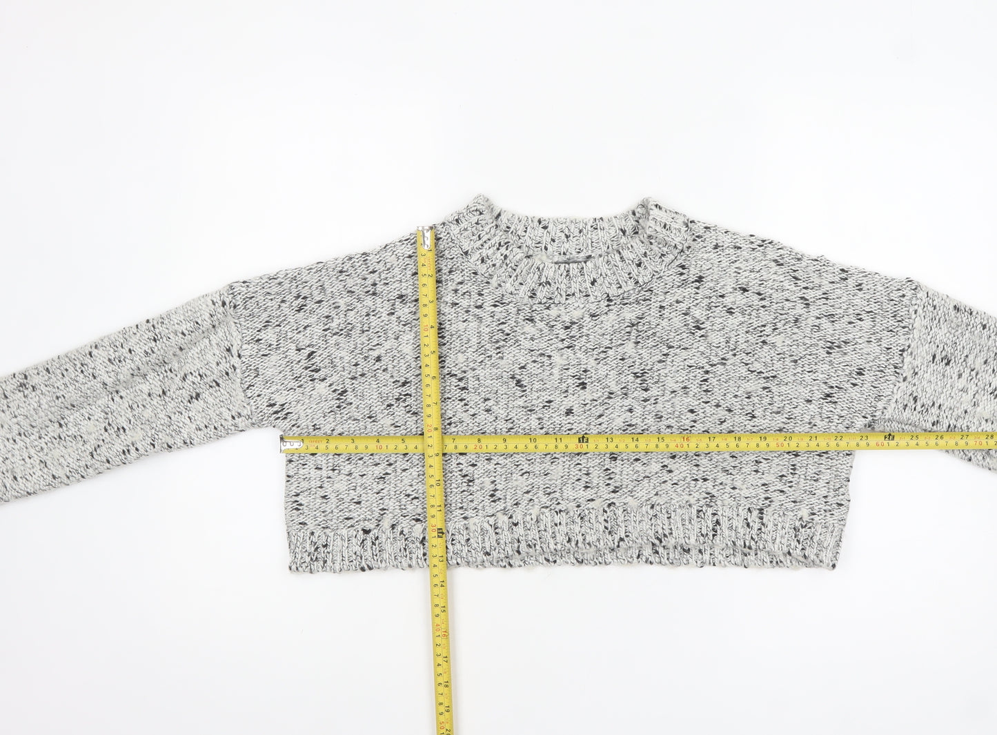 Missguided Womens Grey Chunky Knit Cropped Jumper Size 8