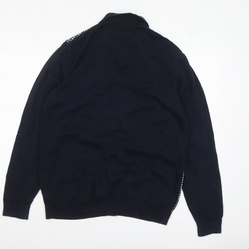 Next Men's Blue Collared Cotton Cardigan Large Geometric Knit