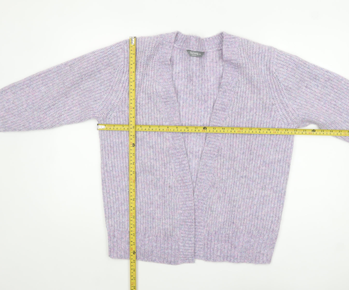 Nutmeg Womens Purple Chunky Knit Open Cardigan Size 8-10