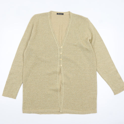 Berkertex Women Gold Long Sleeve V-Neck Cardigan Size 14-16