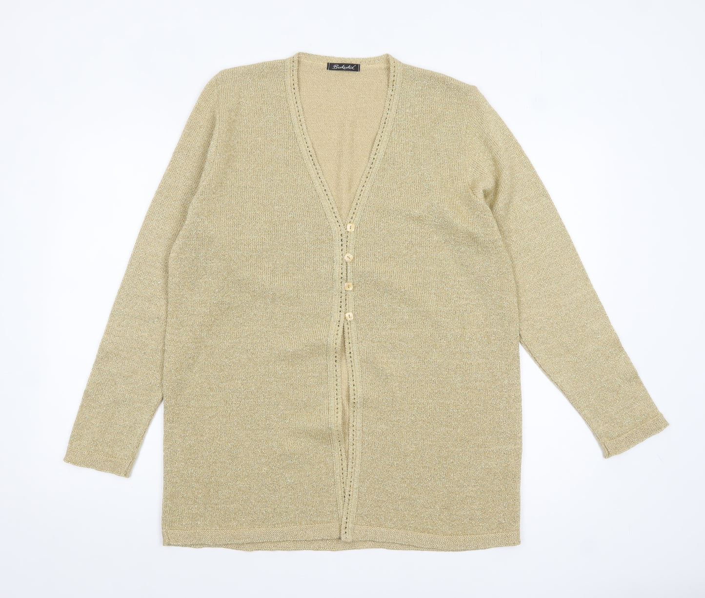 Berkertex Women Gold Long Sleeve V-Neck Cardigan Size 14-16