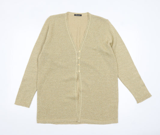 Berkertex Women Gold Long Sleeve V-Neck Cardigan Size 14-16