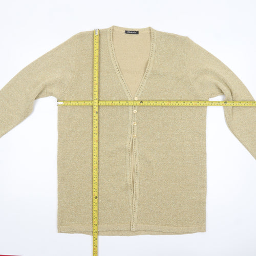 Berkertex Women Gold Long Sleeve V-Neck Cardigan Size 14-16