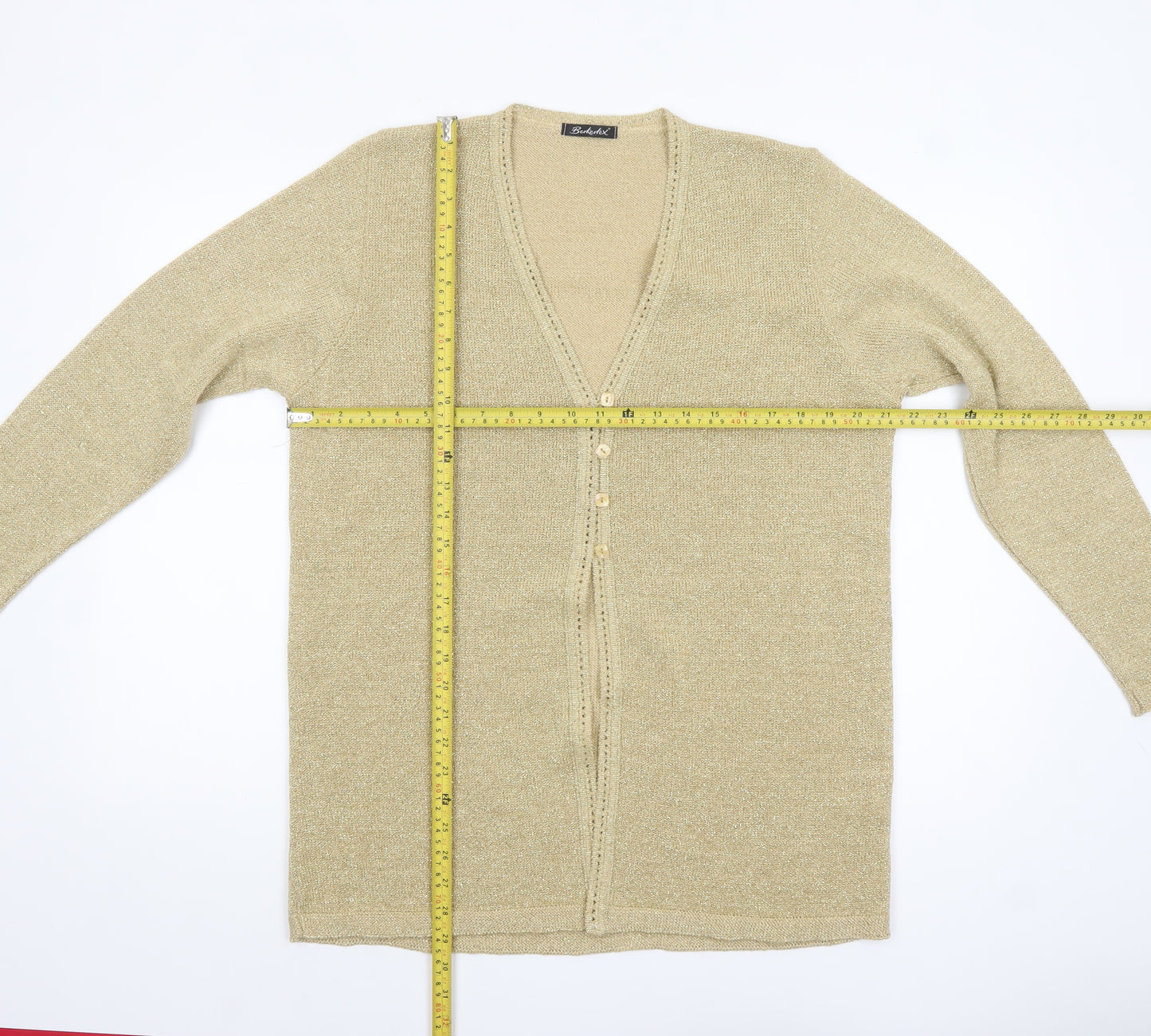 Berkertex Women Gold Long Sleeve V-Neck Cardigan Size 14-16