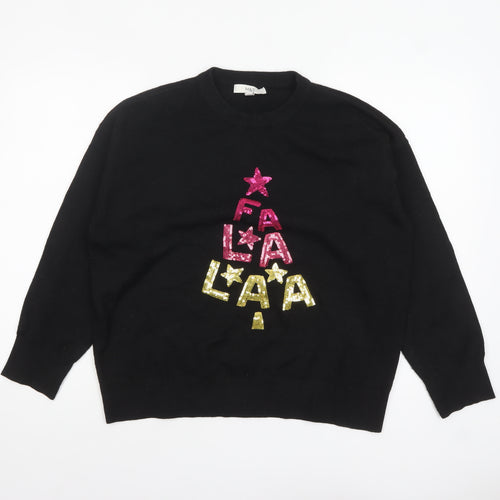 Marks and Spencer Women's Black Sequin Christmas Jumper Size M