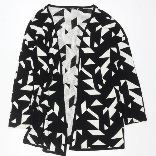 Esmara Women Black White Geometric Open Knit Long Sleeve Cardigan Size 10/12