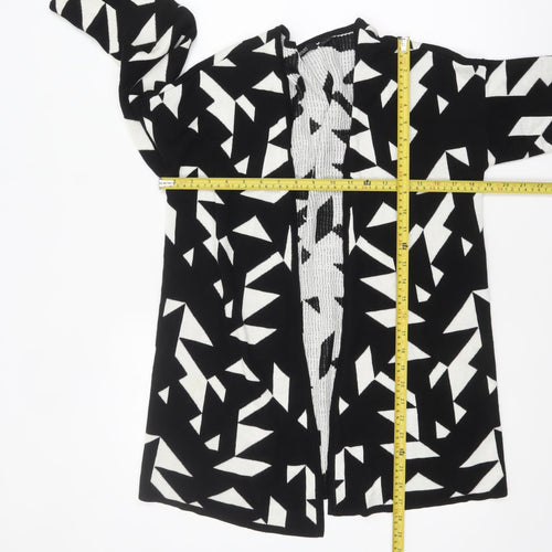 Esmara Women Black White Geometric Open Knit Long Sleeve Cardigan Size 10/12