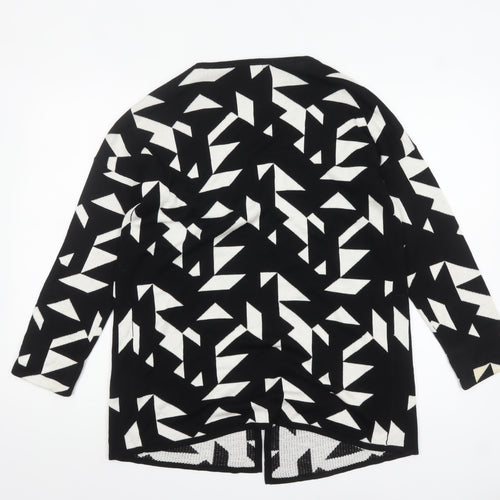Esmara Women Black White Geometric Open Knit Long Sleeve Cardigan Size 10/12