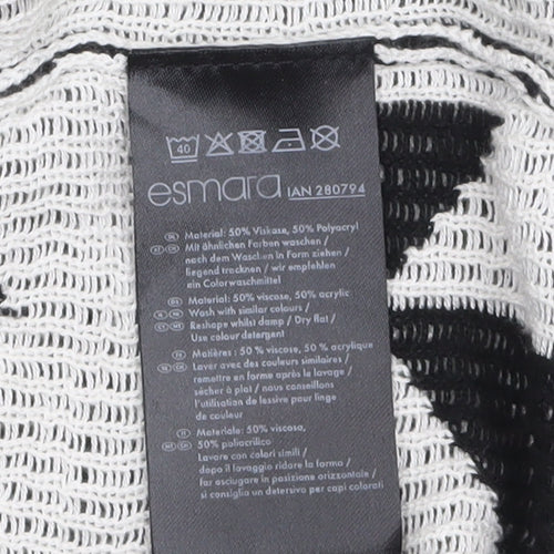 Esmara Women Black White Geometric Open Knit Long Sleeve Cardigan Size 10/12