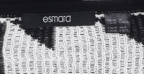 Esmara Women Black White Geometric Open Knit Long Sleeve Cardigan Size 10/12