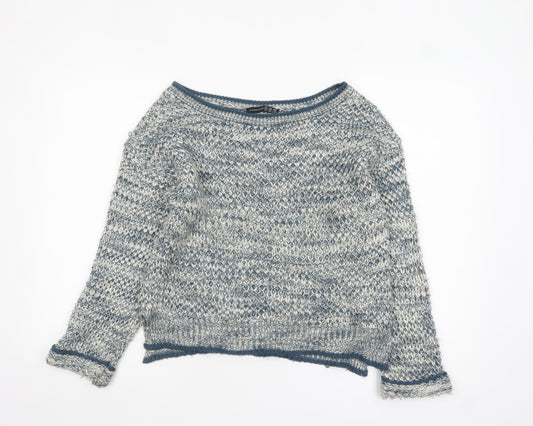 Atmosphere Women Blue Chunky Knit Boat Neck Jumper Size 14