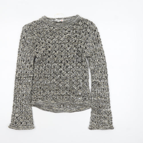 Marks and Spencer Women Grey Open-Knit Long Sleeve Jumper XS