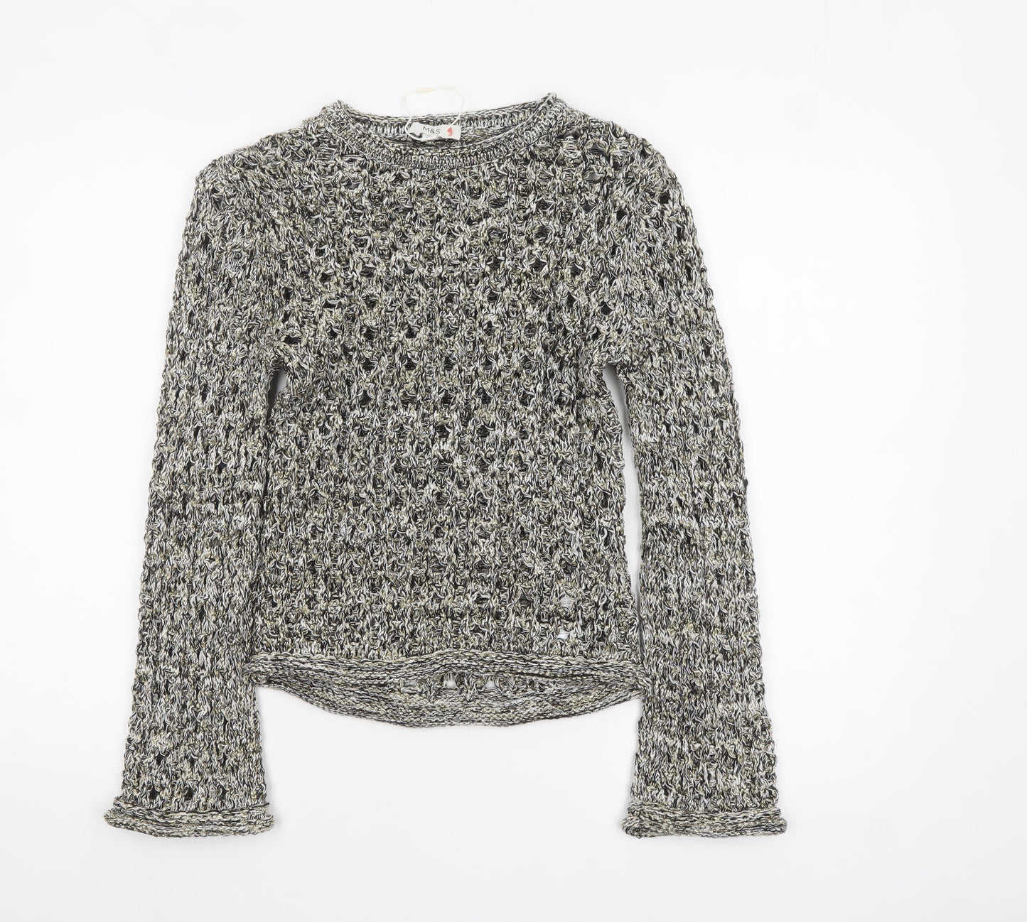 Marks and Spencer Women Grey Open-Knit Long Sleeve Jumper XS