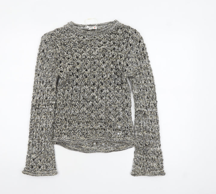 Marks and Spencer Women Grey Open-Knit Long Sleeve Jumper XS