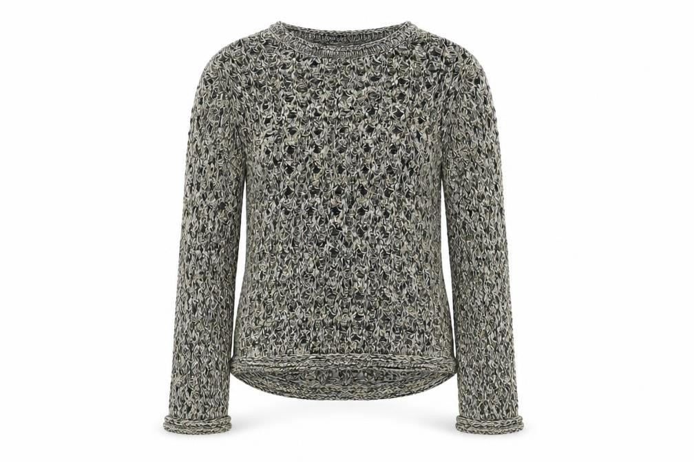 Marks and Spencer Women Grey Open-Knit Long Sleeve Jumper XS
