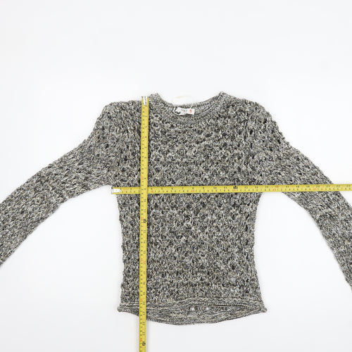 Marks and Spencer Women Grey Open-Knit Long Sleeve Jumper XS