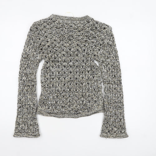 Marks and Spencer Women Grey Open-Knit Long Sleeve Jumper XS