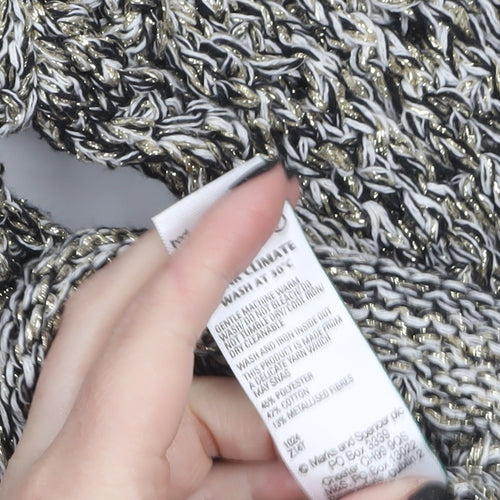 Marks and Spencer Women Grey Open-Knit Long Sleeve Jumper XS