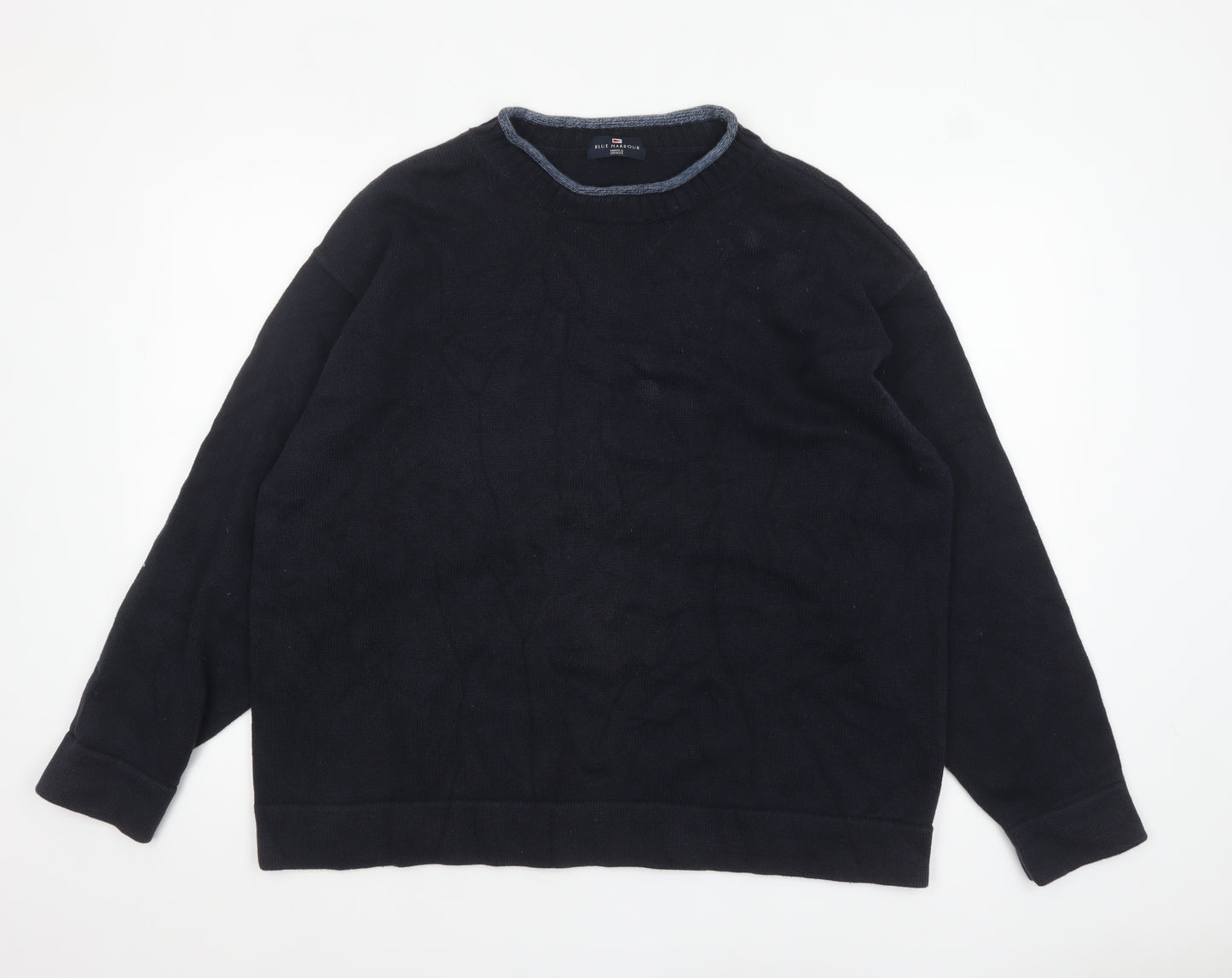 Marks and Spencer Mens Blue XL Crew Neck Cotton Pullover Jumper