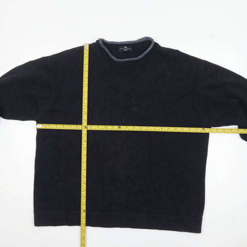 Marks and Spencer Mens Blue XL Crew Neck Cotton Pullover Jumper