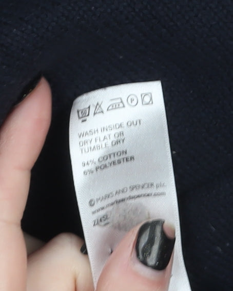 Marks and Spencer Mens Blue XL Crew Neck Cotton Pullover Jumper