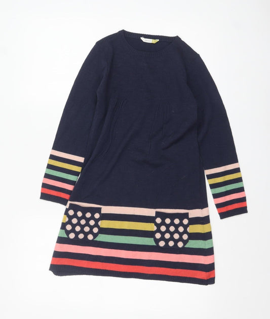 John Lewis Girls Multicoloured Stripe Knit Sweater Dress 9 Years