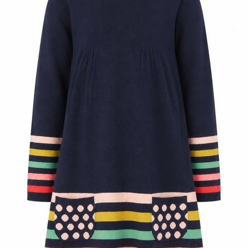 John Lewis Girls Multicoloured Stripe Knit Sweater Dress 9 Years