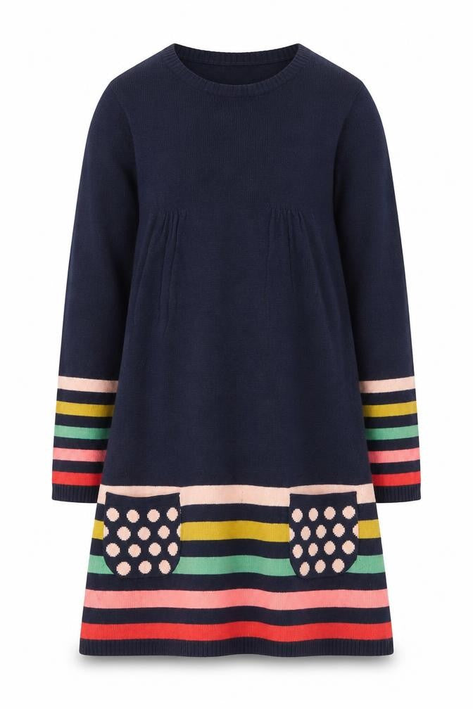 John Lewis Girls Multicoloured Stripe Knit Sweater Dress 9 Years