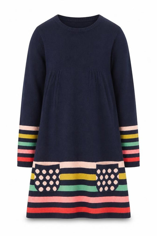 John Lewis Girls Multicoloured Stripe Knit Sweater Dress 9 Years