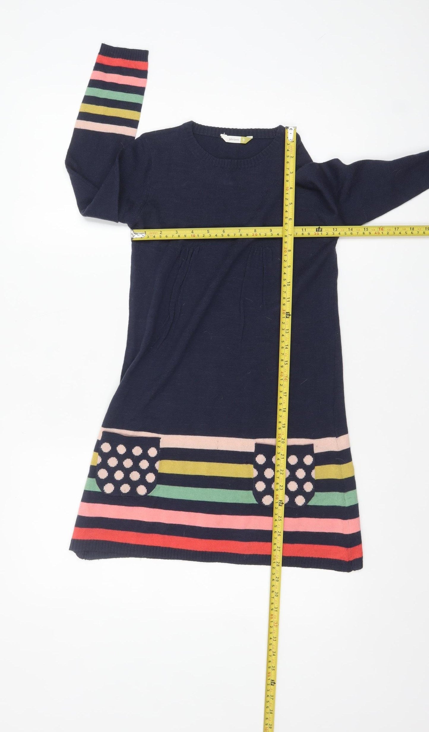 John Lewis Girls Multicoloured Stripe Knit Sweater Dress 9 Years