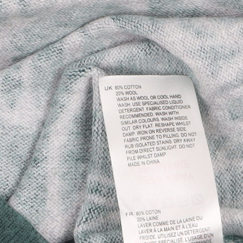 White Stuff Womens Green Floral Knit Tunic Jumper UK 8 Cotton Wool Blend