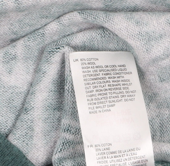 White Stuff Womens Green Floral Knit Tunic Jumper UK 8 Cotton Wool Blend