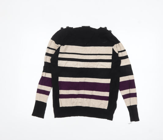 Wallis Women’s Black Stripe Long Sleeve Knit Jumper Size 12