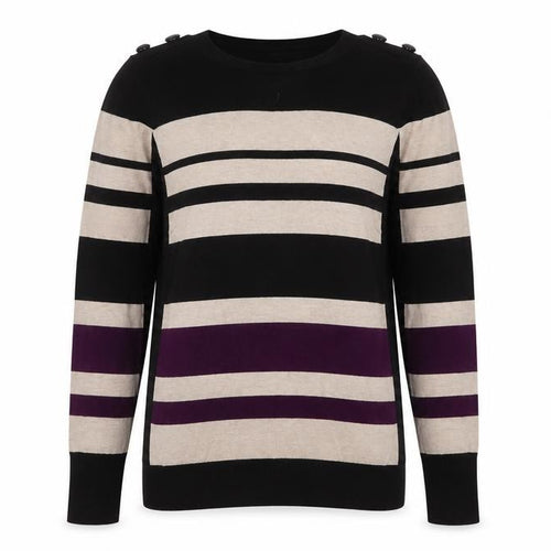 Wallis Women’s Black Stripe Long Sleeve Knit Jumper Size 12