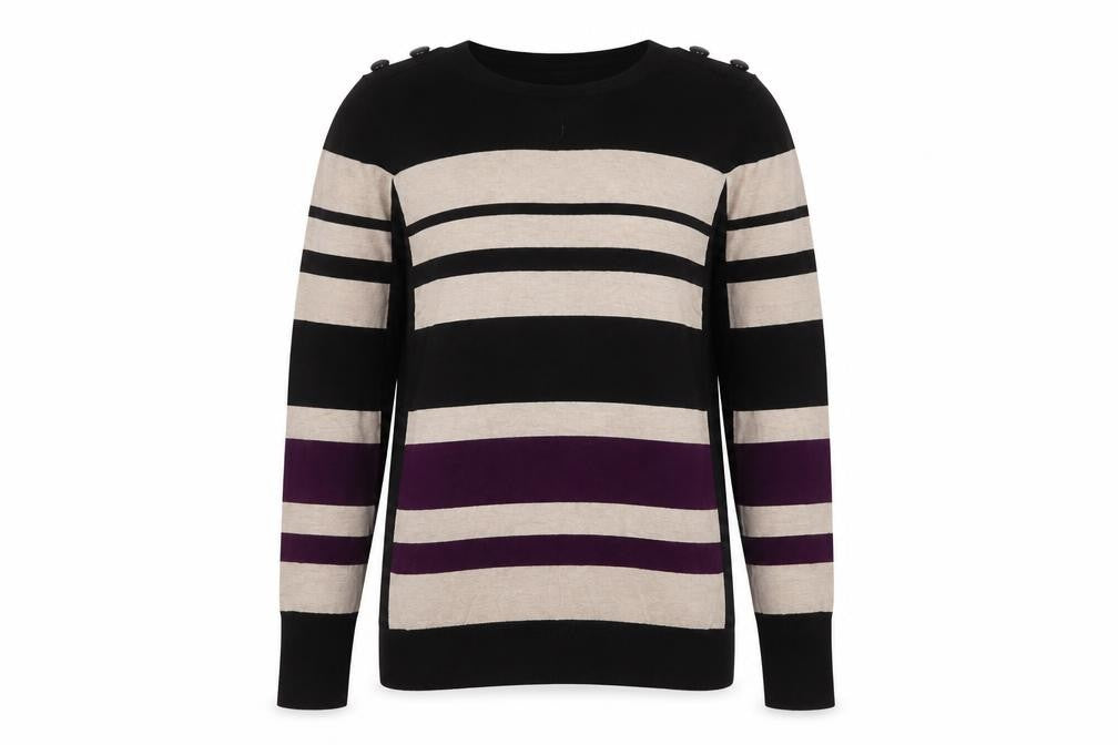 Wallis Women’s Black Stripe Long Sleeve Knit Jumper Size 12