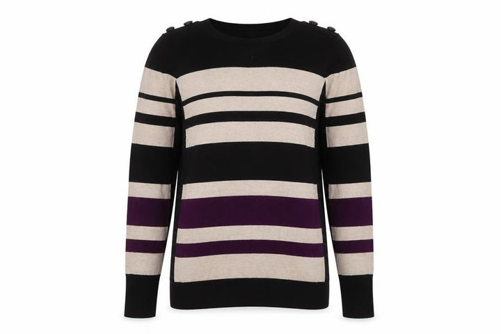 Wallis Women’s Black Stripe Long Sleeve Knit Jumper Size 12
