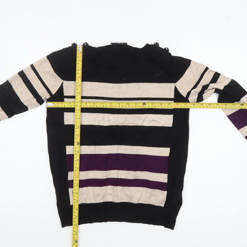 Wallis Women’s Black Stripe Long Sleeve Knit Jumper Size 12