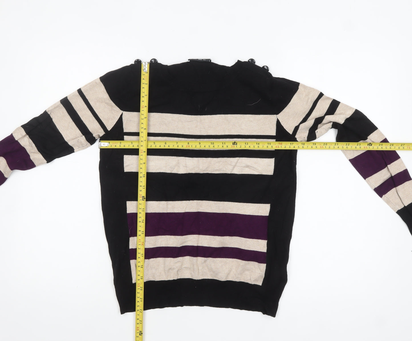 Wallis Women’s Black Stripe Long Sleeve Knit Jumper Size 12