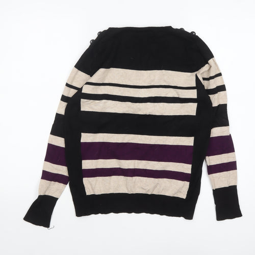 Wallis Women’s Black Stripe Long Sleeve Knit Jumper Size 12