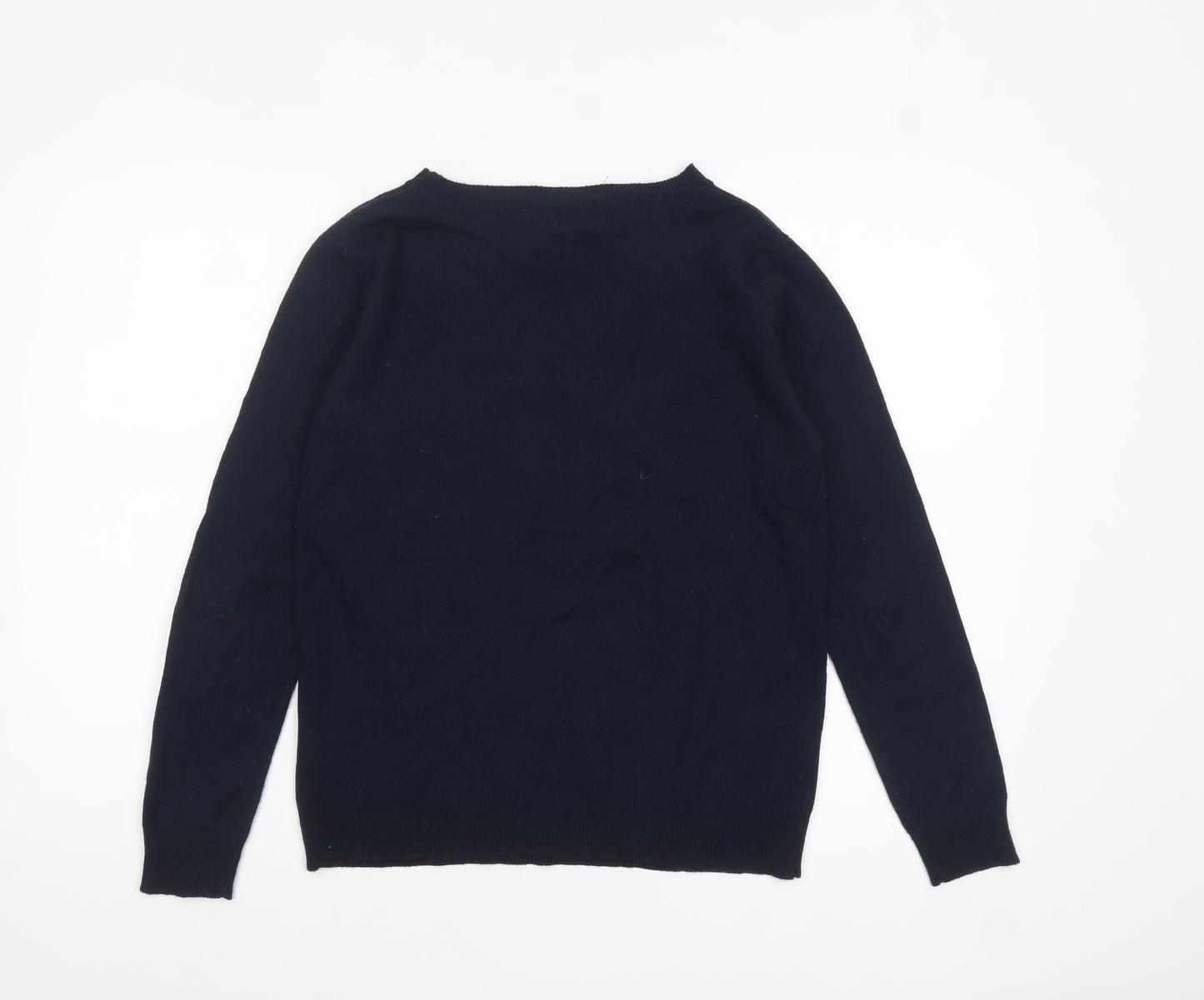 Atmosphere Women Navy Blue Christmas Reindeer Jumper Size S 6/8 Acrylic Knit